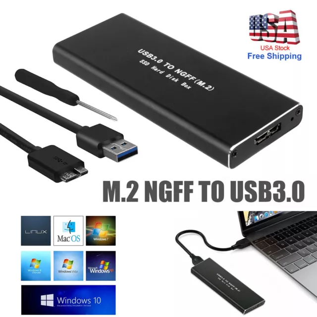 M.2 NGFF SSD SATA TO USB 3.0 External Enclosure Storage Case Adapter Aluminium