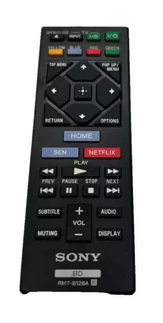 Genuine Sony RMT-B126A Blu-ray DVD Remote Control BDP-BX520 S1200 S2200 S3200