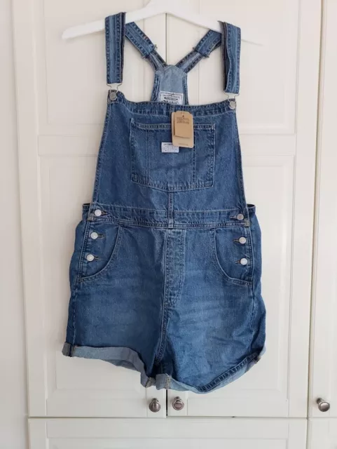 Levi’s Womens Denim Overall Shorts Shortalls Two Horse Brand Size LARGE - NEW