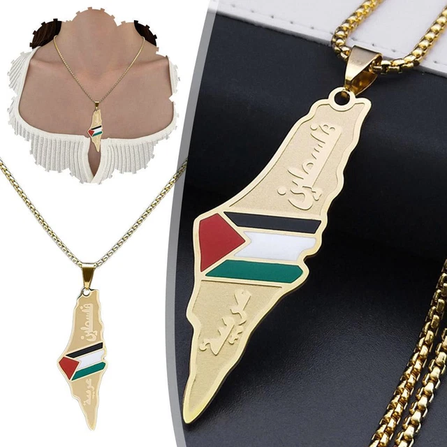 Collana Con Ciondolo In Acciaio Inossidabile Con Mappa Della Palestina Per Donna Collana Etnica Con~p146831397