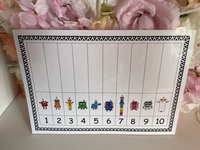 NEW CBEEBIES NUMBERBLOCKS Laminated A4 Counting Frame & Tens Frames ...