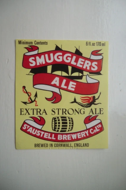 MINT ST AUSTELL BREWERY CORNWALL SMUGGLERS ALE 6 fl oz BREWERY BEER BOTTLE LABEL