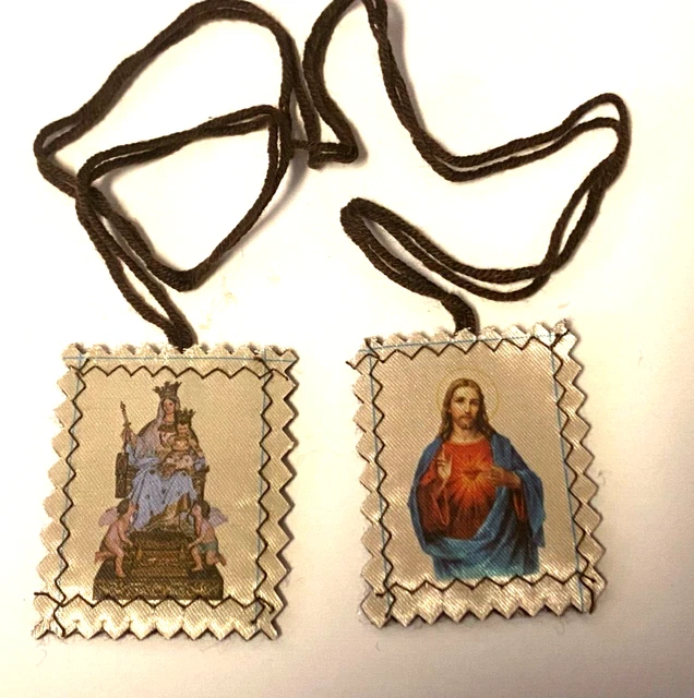 OUR LADY OF Mount Carmel & Sacred Heart of Jesus Brown Scapular,New# ...