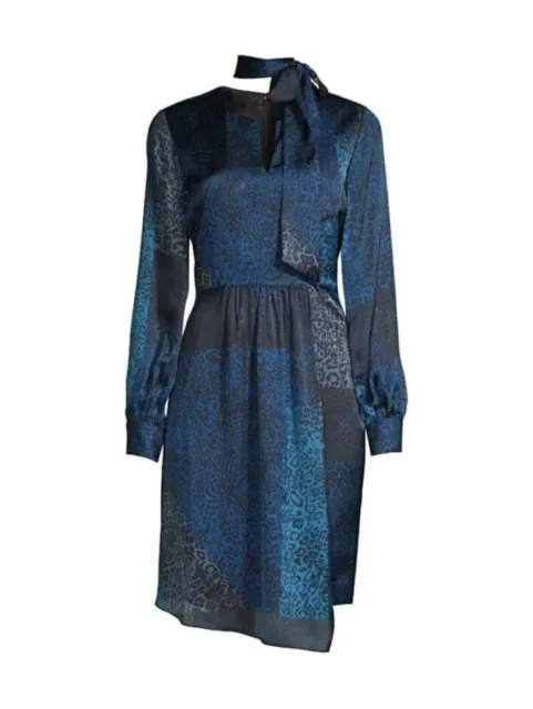 $468 ELIE TAHARI Alara Leopard-Print Patchwork Dress 16 Amalfi Multi 100% Silk