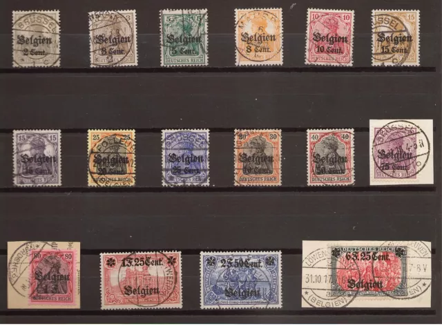 1916 Belgien aus Mi. 10-25 gestempelt Einzelmarken zur Auswahl