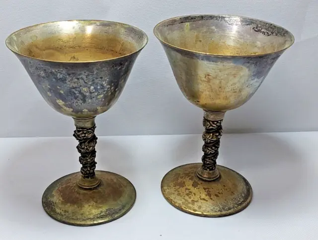 2 Old Silver Plate Goblets Made in Spain by FB Rogers Was $40 / Set Reduced!