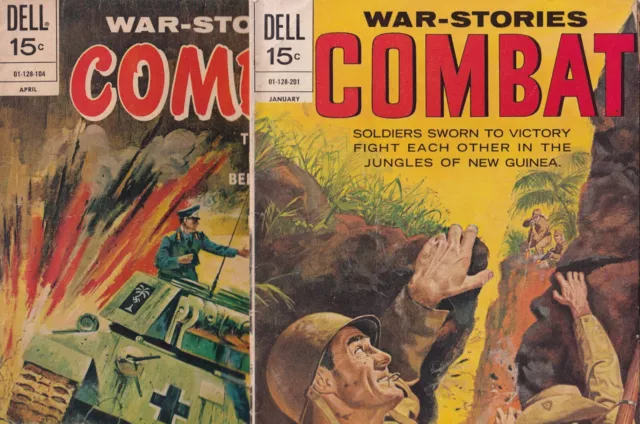 Dell Comics War-Stories Combat #5 and #34 Comic Book Vintage January 1962-63