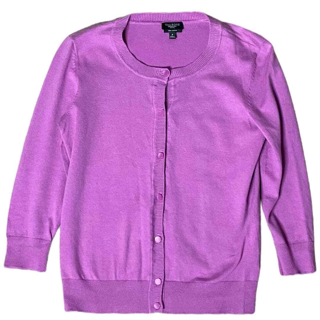 Women's Size XS Talbots Pink Pima Cotton Button Down Cardigan Crew Neck