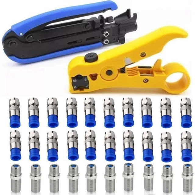 Coaxial Compression Tool Coax Cable Crimper Kit Adjustable Rg6 Rg59 Rg11 75-5