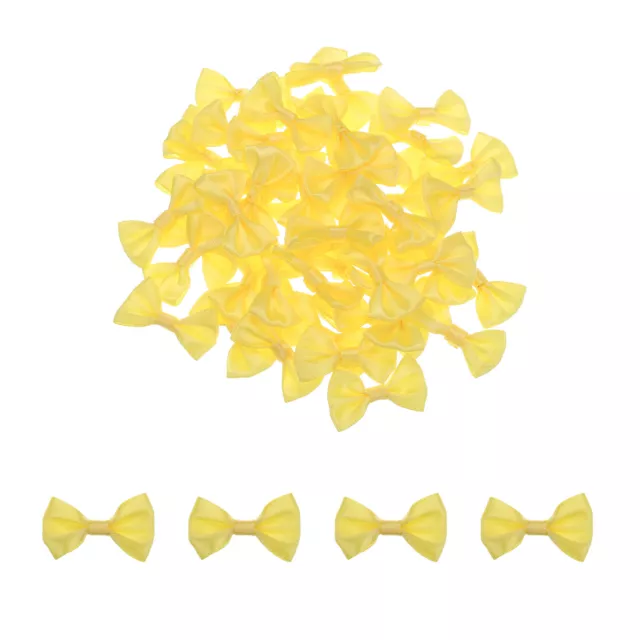 50 Stück Gelbe Fliegen 1,5" x 1" Schleifen für Basteln Kleine Satinschleifen