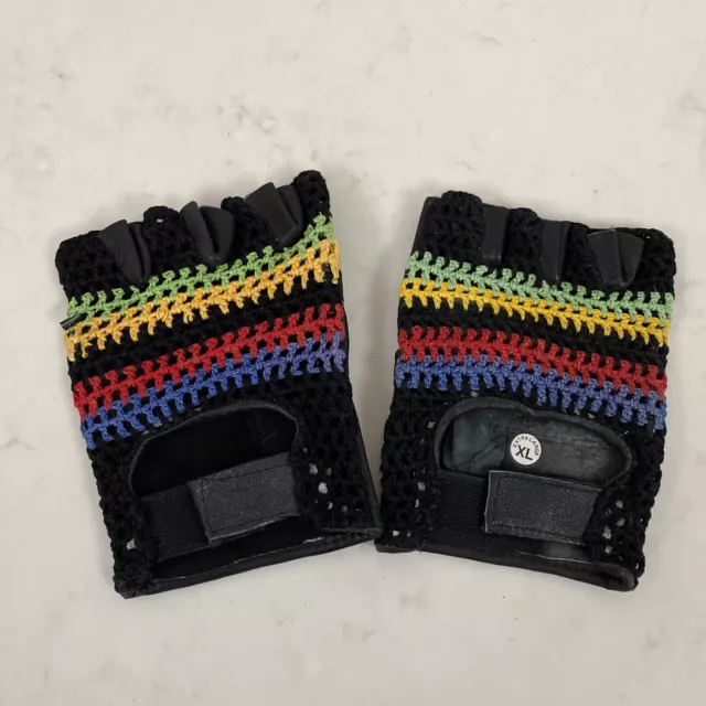Vintage NOS gehäkelte Leder Laufhandschuhe Retro L'Eroica Fahrradhandschuhe XL