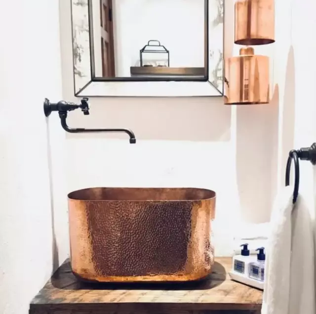 copper Vessel Sink Tub-Style - Hammered Single Bowl Sink