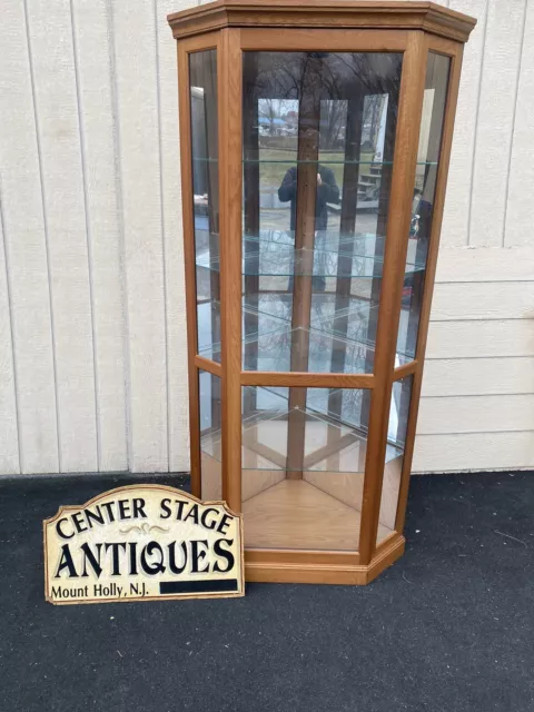 BN 07: Oak Corner Curio China Cabinet Sliding Glass Door Pulaski Furniture