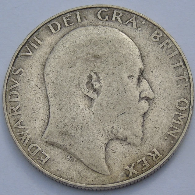 1907 Edward VII Silver Half-Crown, Good Detail, S3980, 32mm 13.84g
