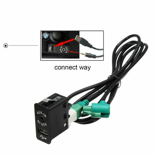 Adaptateur connecteur câble de prise commutateur USB Car Aux 3,5 mm pour 3