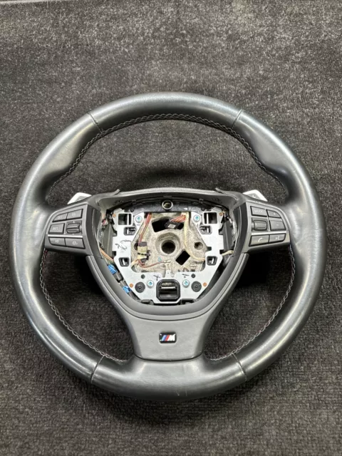 13 BMW F10 M5 Steering Driver Wheel Black Leather W/ Red & Blue M-Stitching OEM