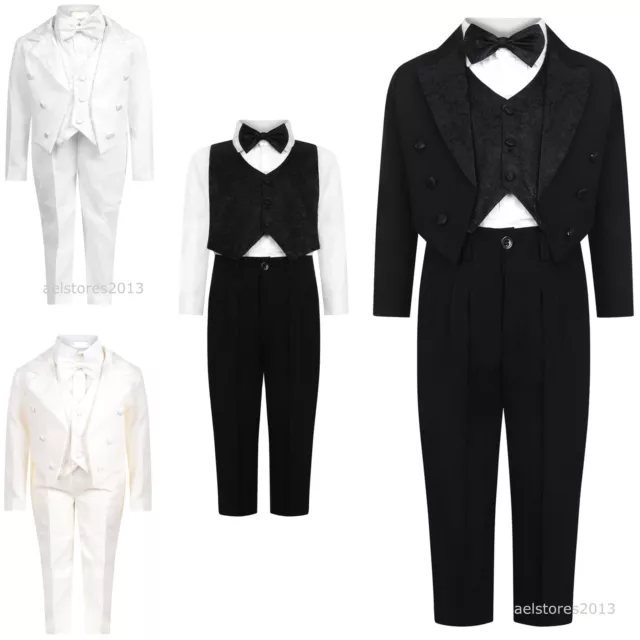 Tuxedo Suit Page Boy Black Slim Fit Suit Kids Prom Suits Boys 3 Months - 5 Years