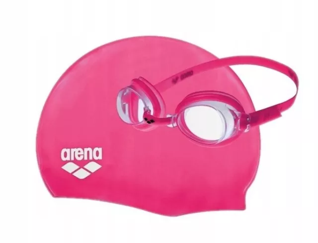 Arena Bambini Set Occhialini-Nuoto Cuffia Piscina Occhiali Cuffietta Fuchsia