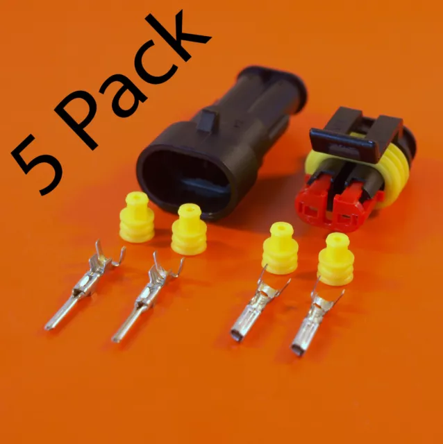 5 Pack Of Genuine AMP 2 Way Superseal Electrical Waterproof Connector Kit