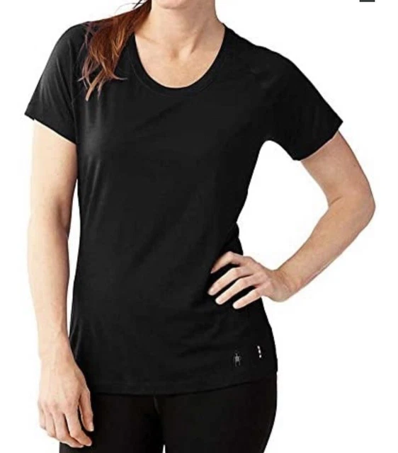 Smartwool Women’s Merino150 Baselayer Short Sleeve Black Tee Shirt Top-Medium