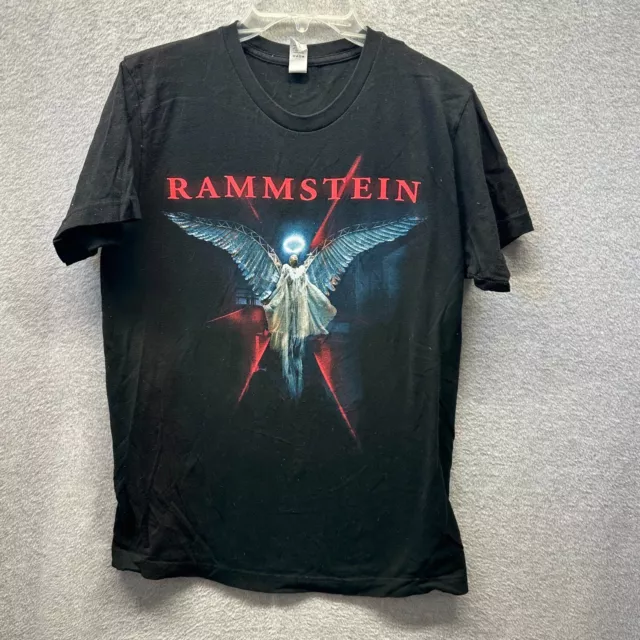 Rammstein Shirt Adult Medium Black Heavy Metal Y2K Band Tee Angel Wings Mens