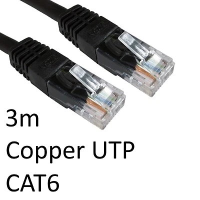 Rj45 M auf Rj45 M Cat6 3M schwarz OEM geformter Stiefel Kupfer UTP Netzwerkkabel