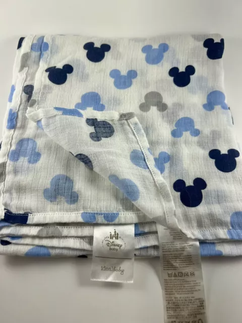 aden + anais disney Mickey Mouse Head blanket swaddle Blue Gray Muslin Baby