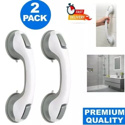 2 X Safety Support Hand Rail Handle Bar Grip Grab Suction Bath Bathroom Shower