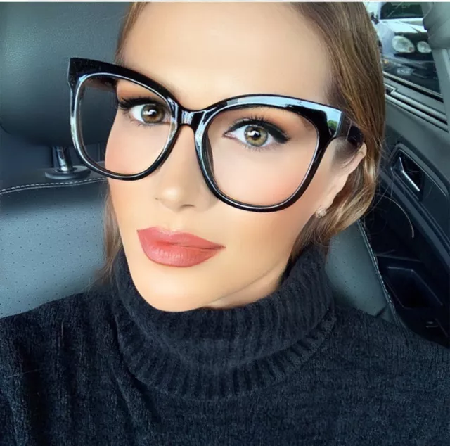 Oversized XXL Square CAT EYE Large Clear Lens Women Eyeglasses Fashion Frames XL