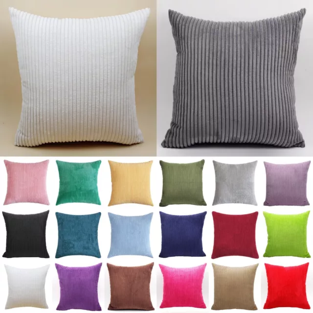 Plain Corduroy Solid Large Cushion Cover Soft Plush Pillow Case Home Sofa Decor