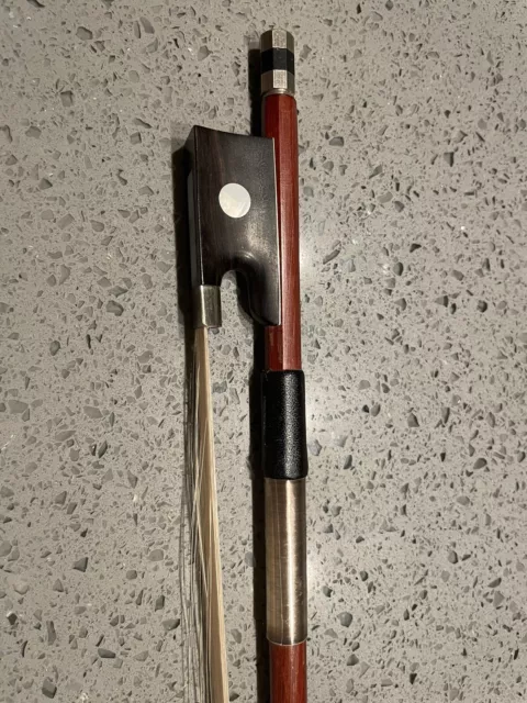 Vintage UnMarked Violin Bow 4/4 with Mother of Pearl Inlay 29"