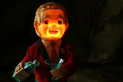 ANTIQUE Waiter Server His Face Lit Up - When Turned On Collectible Lamp