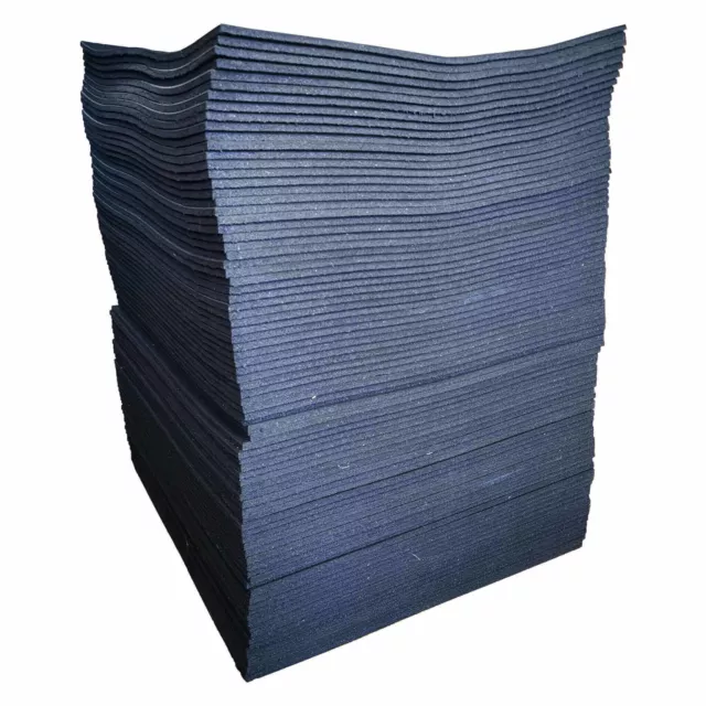 50 Pack 15mm BLACK with BLUE Fleck Rubber Gym Flooring Dense Tile Mat 1m x 1m