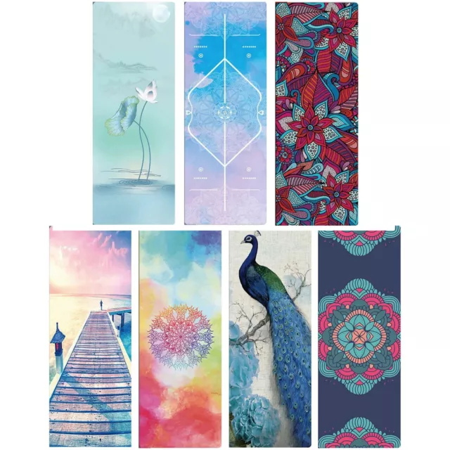 Yoga Fitness Mat Natural Rubber Non-Slip Foldable 183 x 68 x 0.15cm Art Design