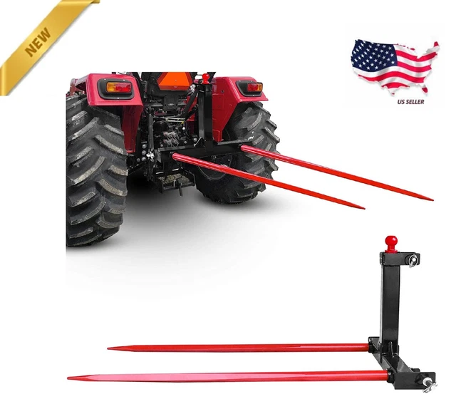 3 Point Trailer Hitch Quick Attach Bale Spear with 49 Hay Bale Spear 3000lbs Cap
