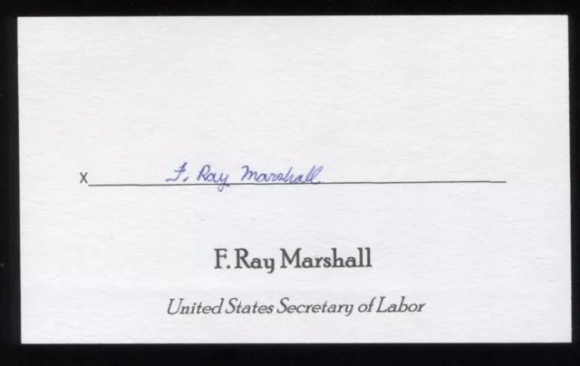 Ray Marshall Signed 3x5 Index Card Autographed Signature Secretary of Labor