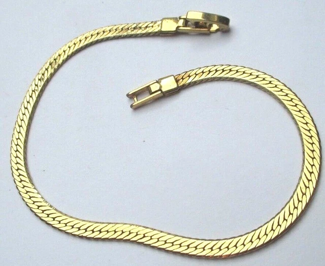 Bracelet Vintage AVON Maille Plate Or Poli Brillant – Modèle 5150, Bon état, Alliage