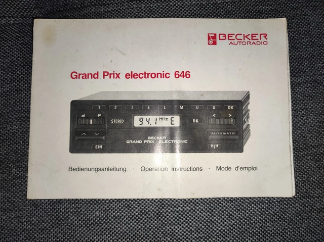 Becker Grand Prix electronic Radio Beschreibung Bedienungsanleitung Autoradio