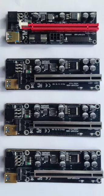 LOT de 4 PCI Express Riser USB 3.0 Cable PCI-E 1X to 16X Adapter GPU Mining"