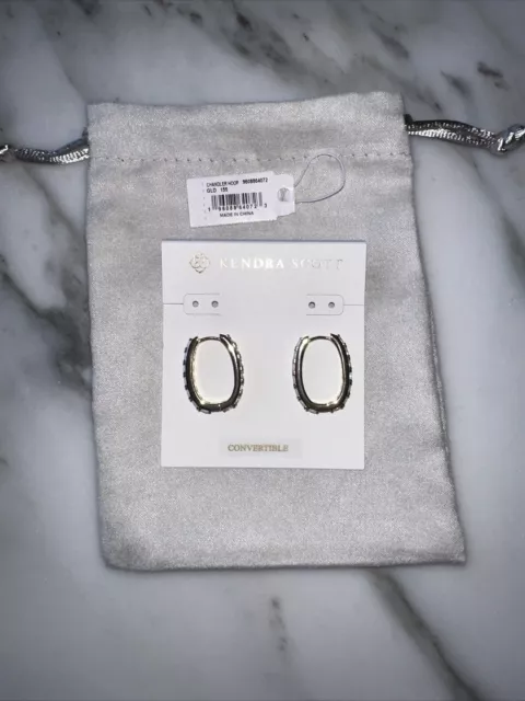 kendra scott Chandler Gold Hoop Earrings in White Opalite Mix NWT