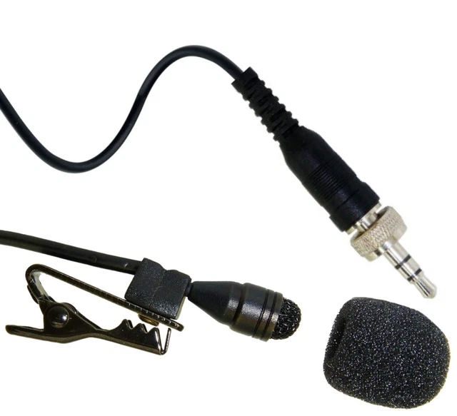 3.5mm Lavalier Lapel Tie Clip Microphone Mic For Sennheiser Black