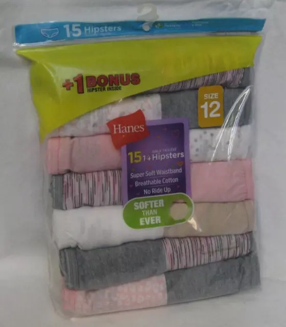 Girl's Size 12 HANES 15 Pairs Hipster Panties NEW