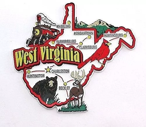 West Virginia State Map And Landmarks Collage Fridge Collectible Souvenir Magnet