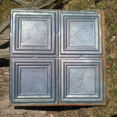 4 Gun Metal Blue Antique Ceiling Tin Tiles Simple Elegant Frame Canvas Chic 3