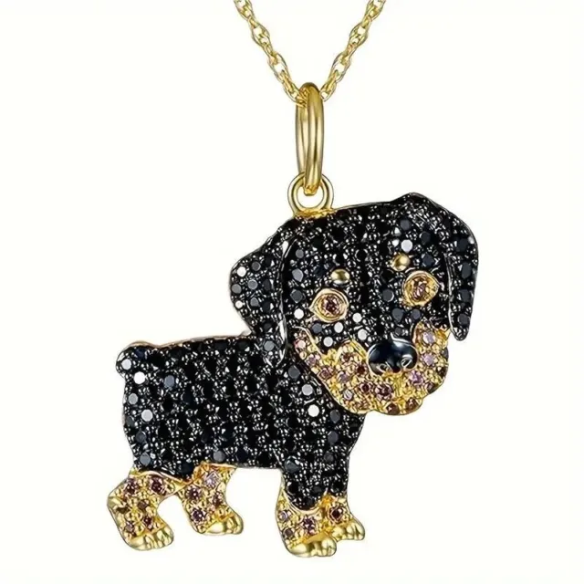 Cute Dog Sparkling Rhinestone Pet Pendant Necklace Creative Dog Animal Trend New