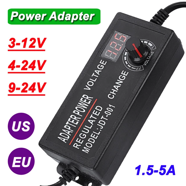 Alimentatore Universale Regolabile 3V-24V 3A 72W Con Display LED E 14 Connettori - Adattatore AC/DC Per Elettronica