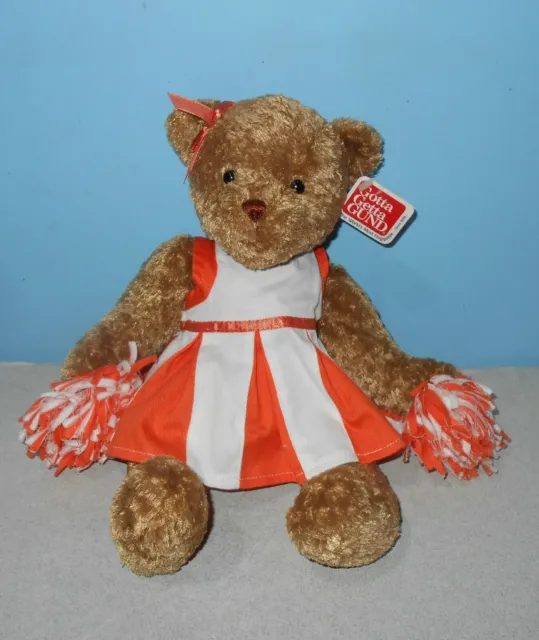 Gund Cheerleader Poms Named Rachel White & Orange Colors Outfit 11" Bean Plush