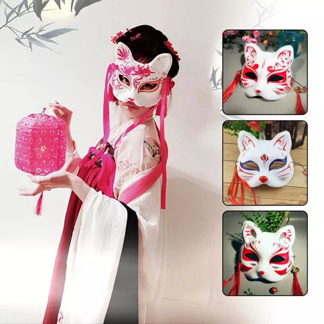 Hand Painted Anbu Mask, Japanese Kitsune Fox Mask Full Face for Cosplay  Costume