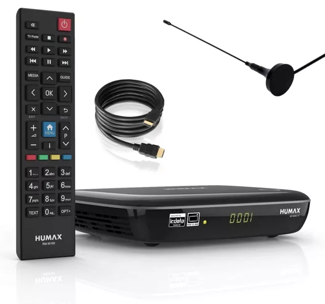 Humax HD Nano T2 HD Receiver Set mit Antenne DVB-T2 HDMI SCART USB PVR freenetTV