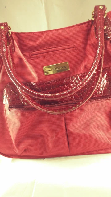 Samantha Brown Croc Embossed Accents Tote Travel Bag Purse Carry On Rusty Red 3